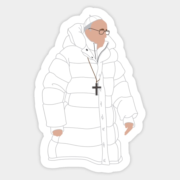 Drippy Pope in Puffy White Jacket Sticker by BlueSkyTheory